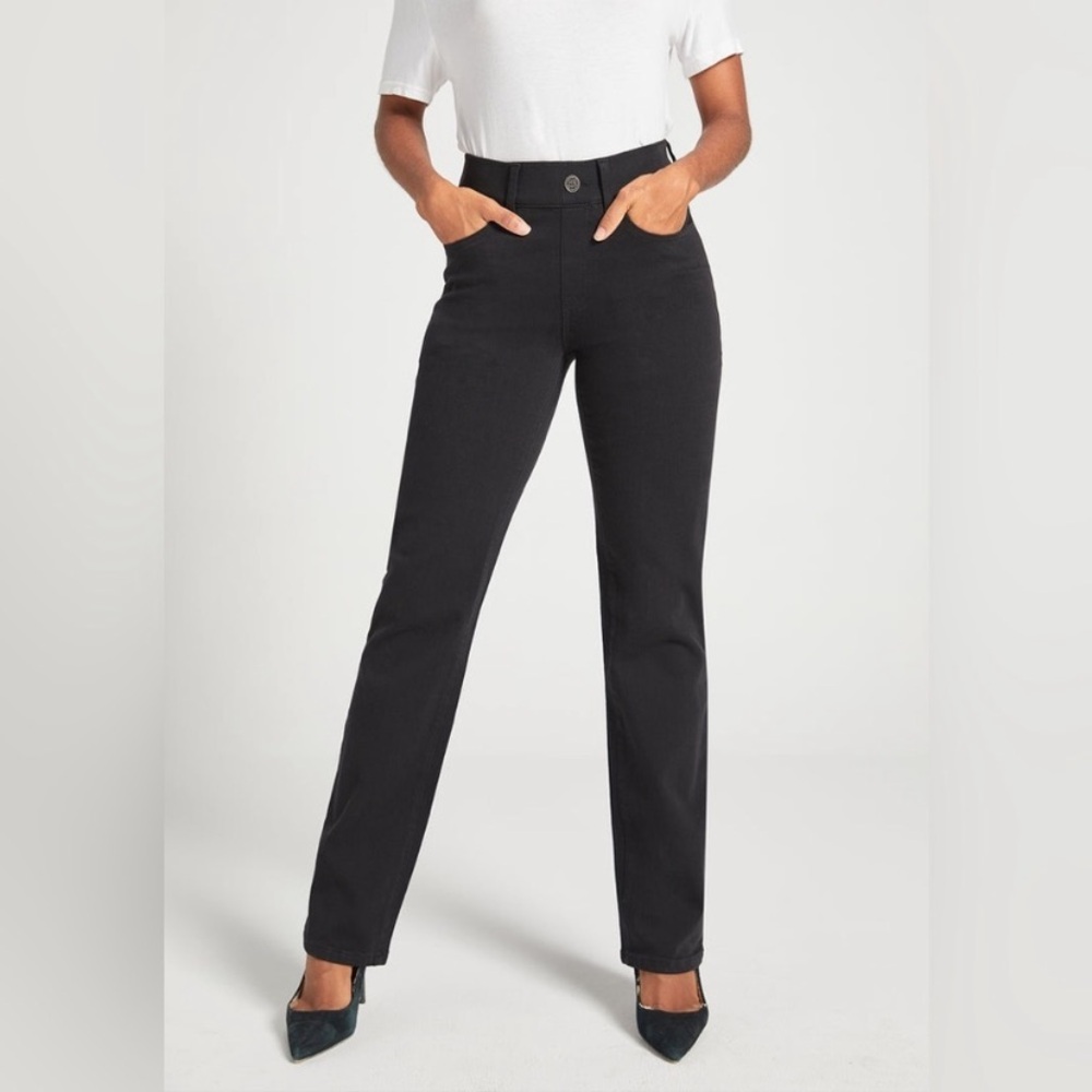 Betabrand Women's Black Straight Leg Jeans
